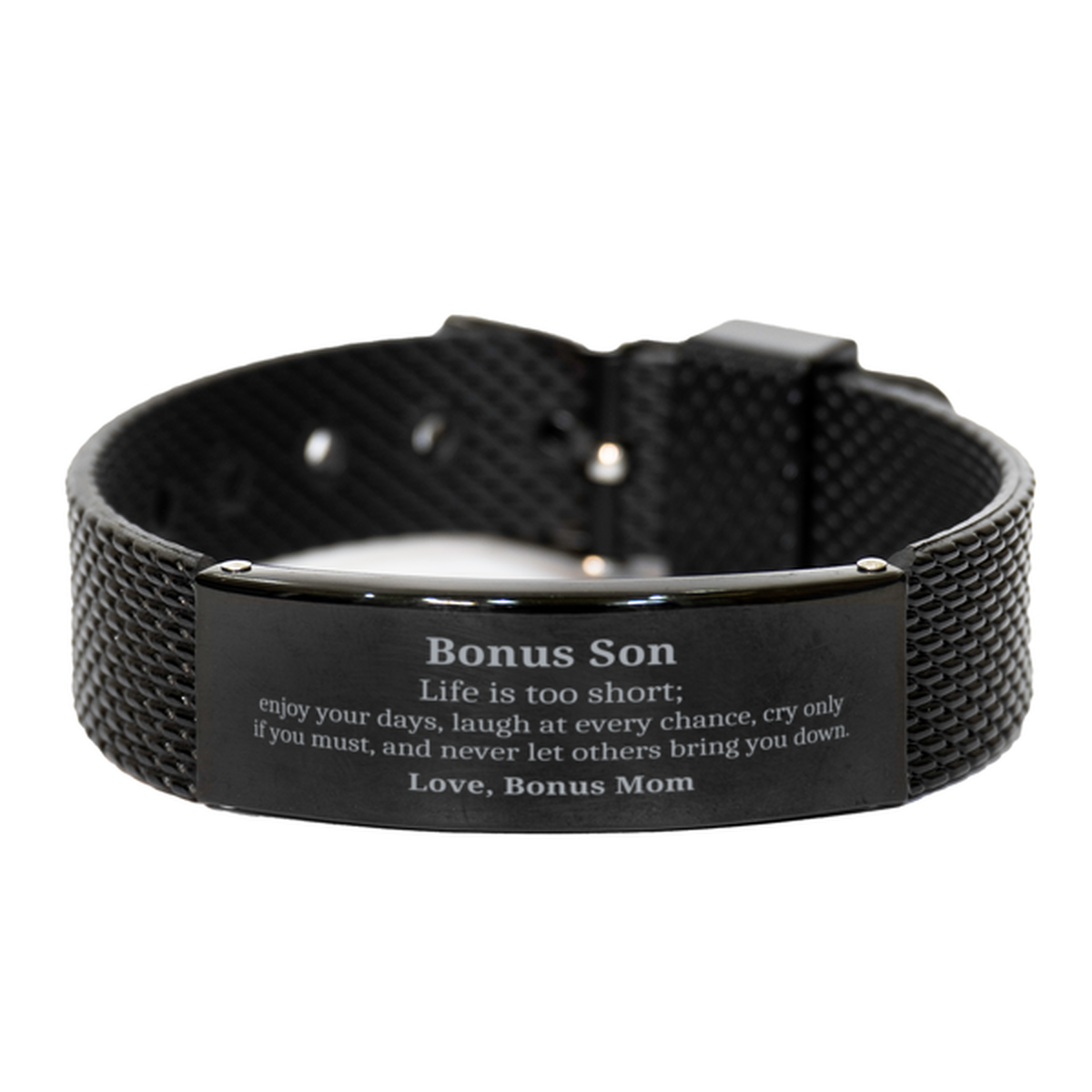 black shark mesh bracelet for bonus son enjoy life never let others bring you down inspirational gift for birthday christmas graduation bonus son bracelet for confidence and hope