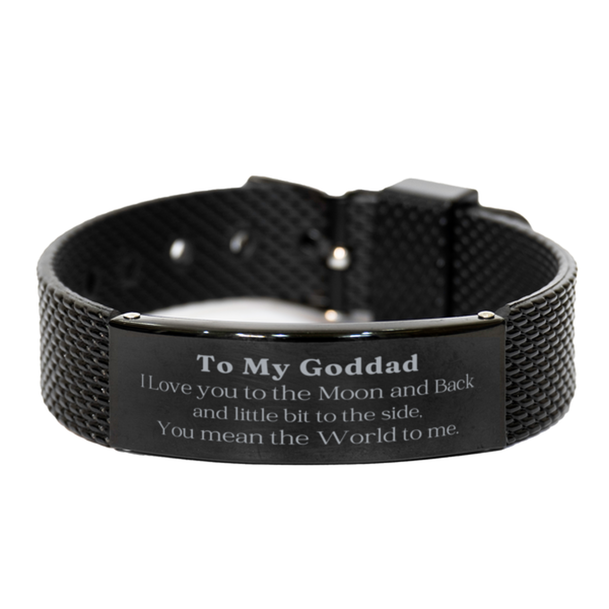 black shark mesh bracelet goddad gift i love you to the moon back birthday christmas unique engraved jewelry for him