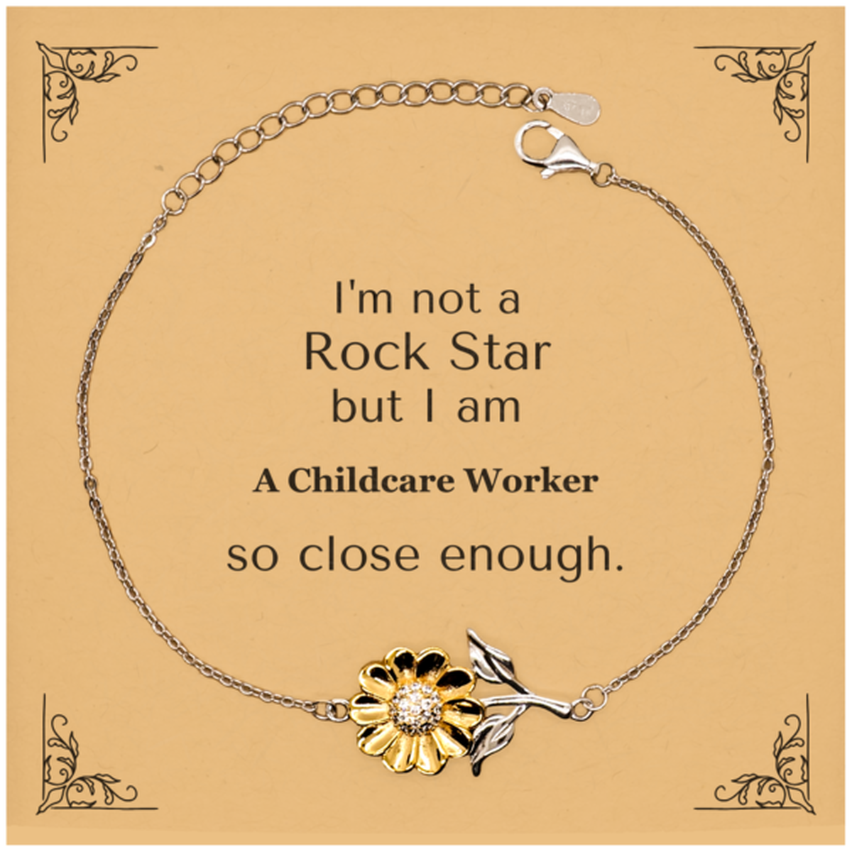 engraved sunflower bracelet for childcare worker im not a rockstar but i am so close inspirational gift for christmas birthday and graduation