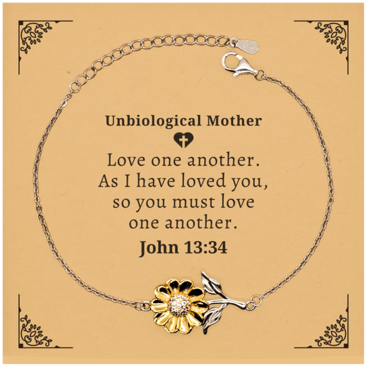 unbiological mother sunflower bracelet love one another inspirational gift for mothers day birthday christmas perfect mothers jewelry for her