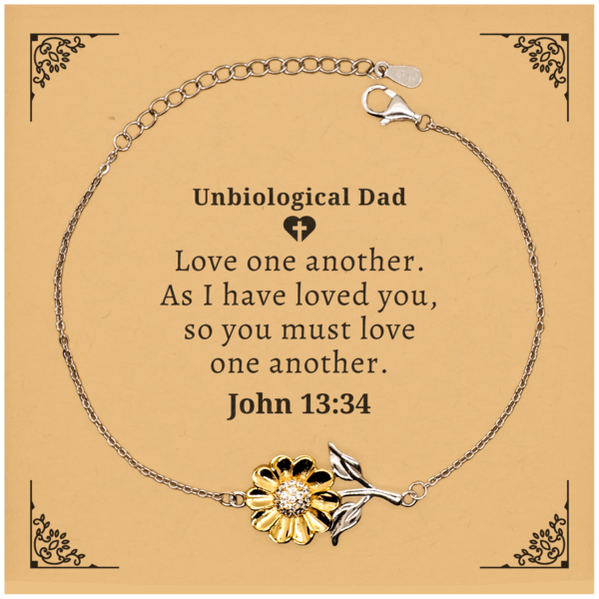 unbiological dad sunflower bracelet love one another as i have loved you unique gift for fathers day birthday christmas and holidays