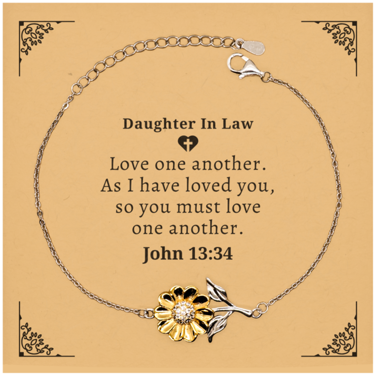 sunflower bracelet daughter in law love john 13 34 inspirational jewelry gift for her