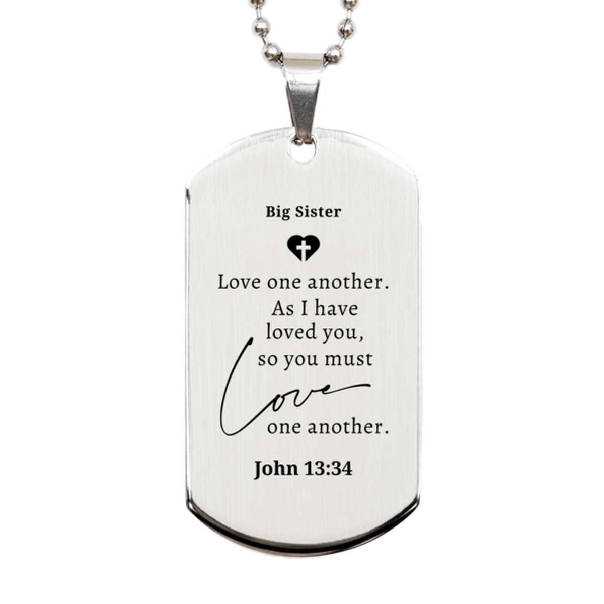 big sister silver dog tag engraved love inspirational gift for birthday or christmas
