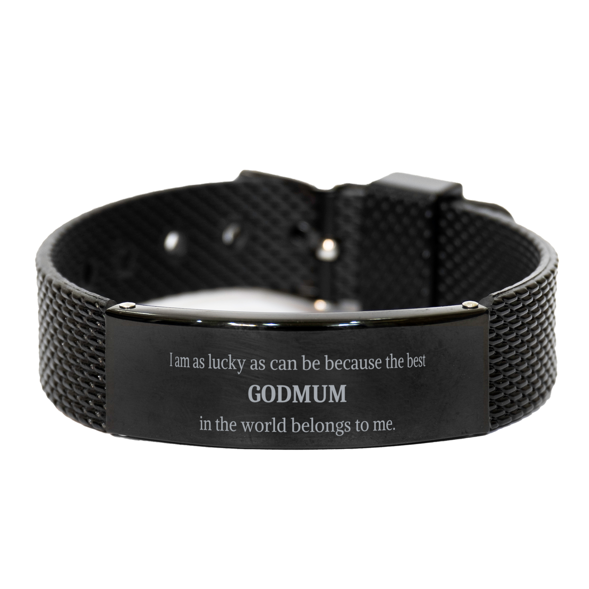 black shark mesh bracelet godmum gift i am lucky because of you unique engraved christmas birthday bracelet for godmum confidence and hope