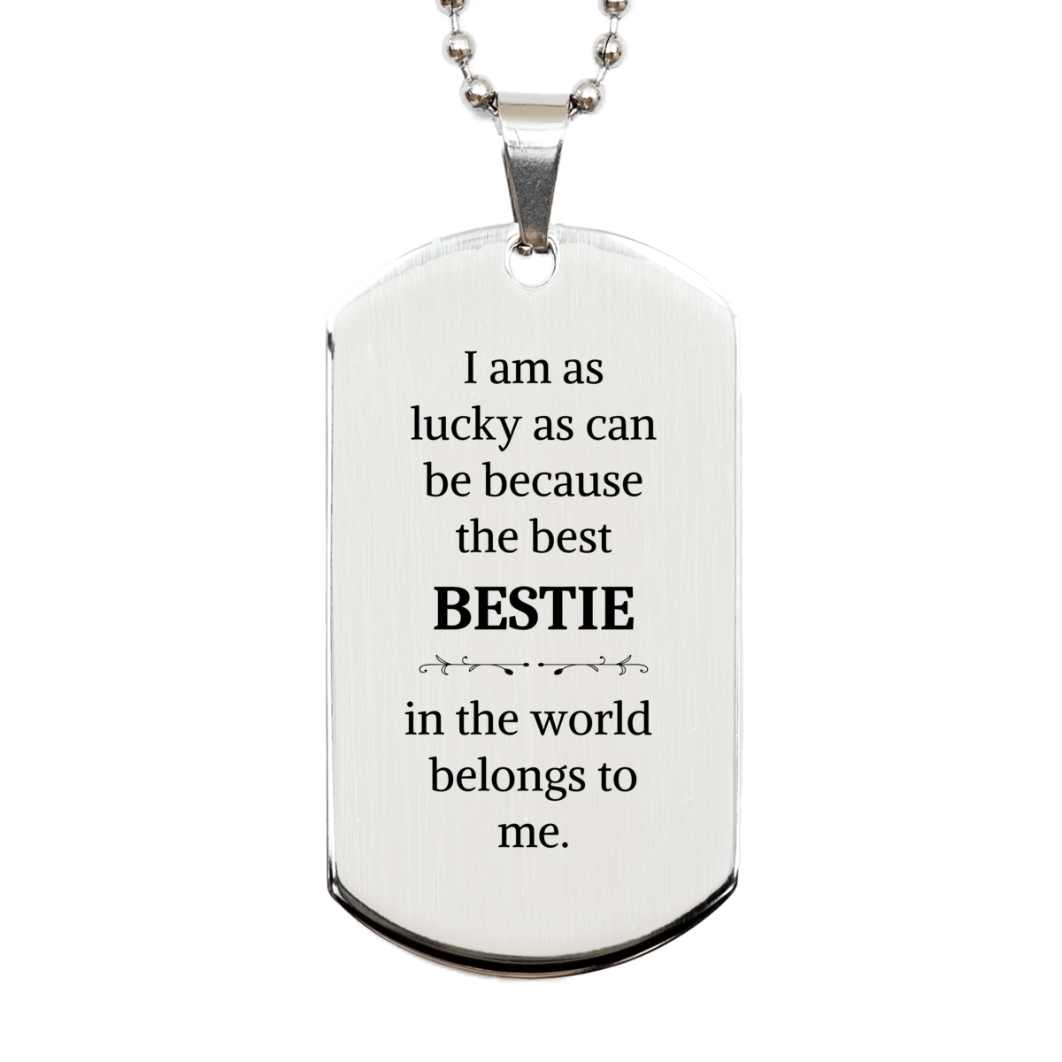 bestie silver dog tag engraved inspirational gift for special occasions unique bestie jewelry to celebrate friendship and confidence