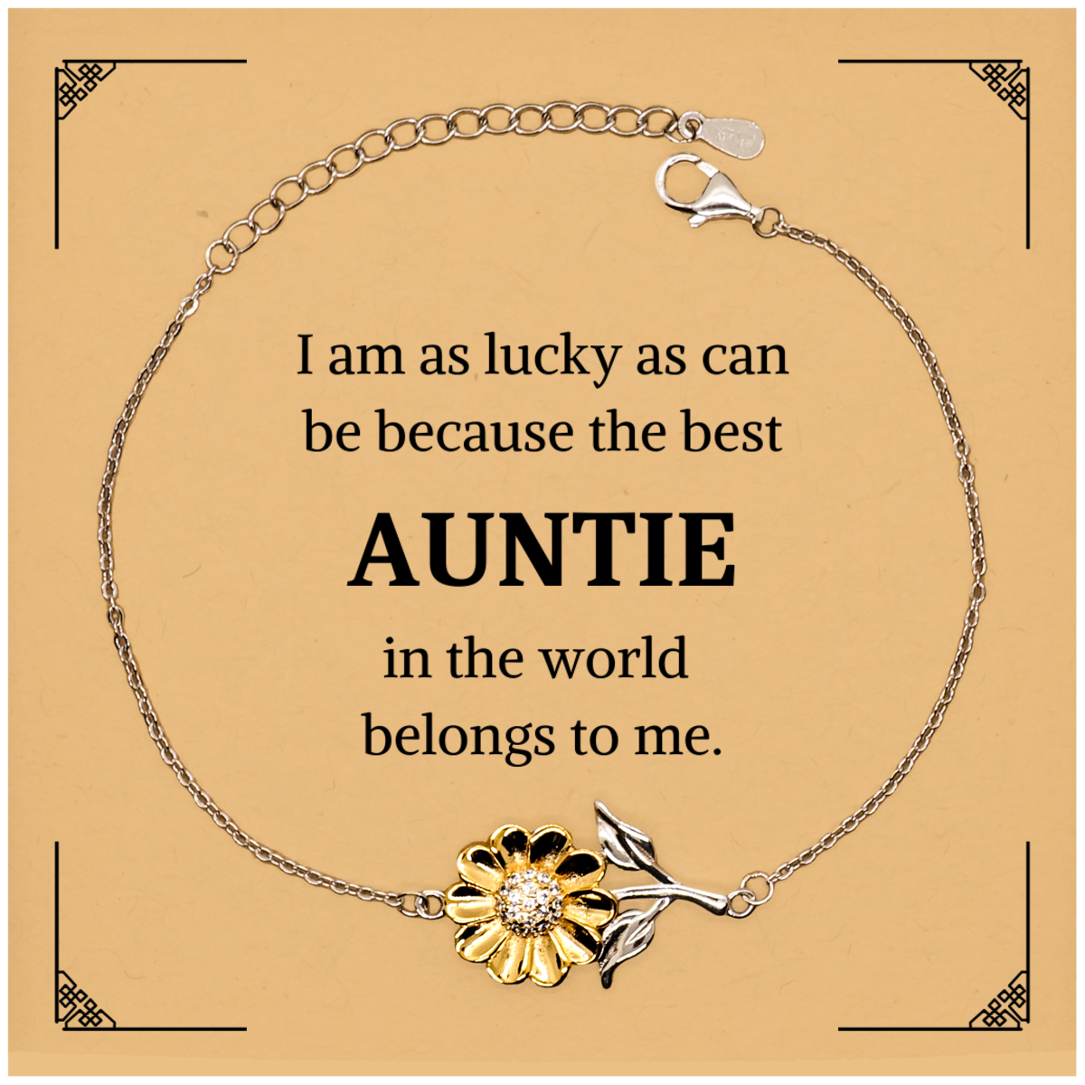 engraved sunflower bracelet for auntie the perfect gift for christmas birthday or graduation inspirational quote for the best auntie in the world