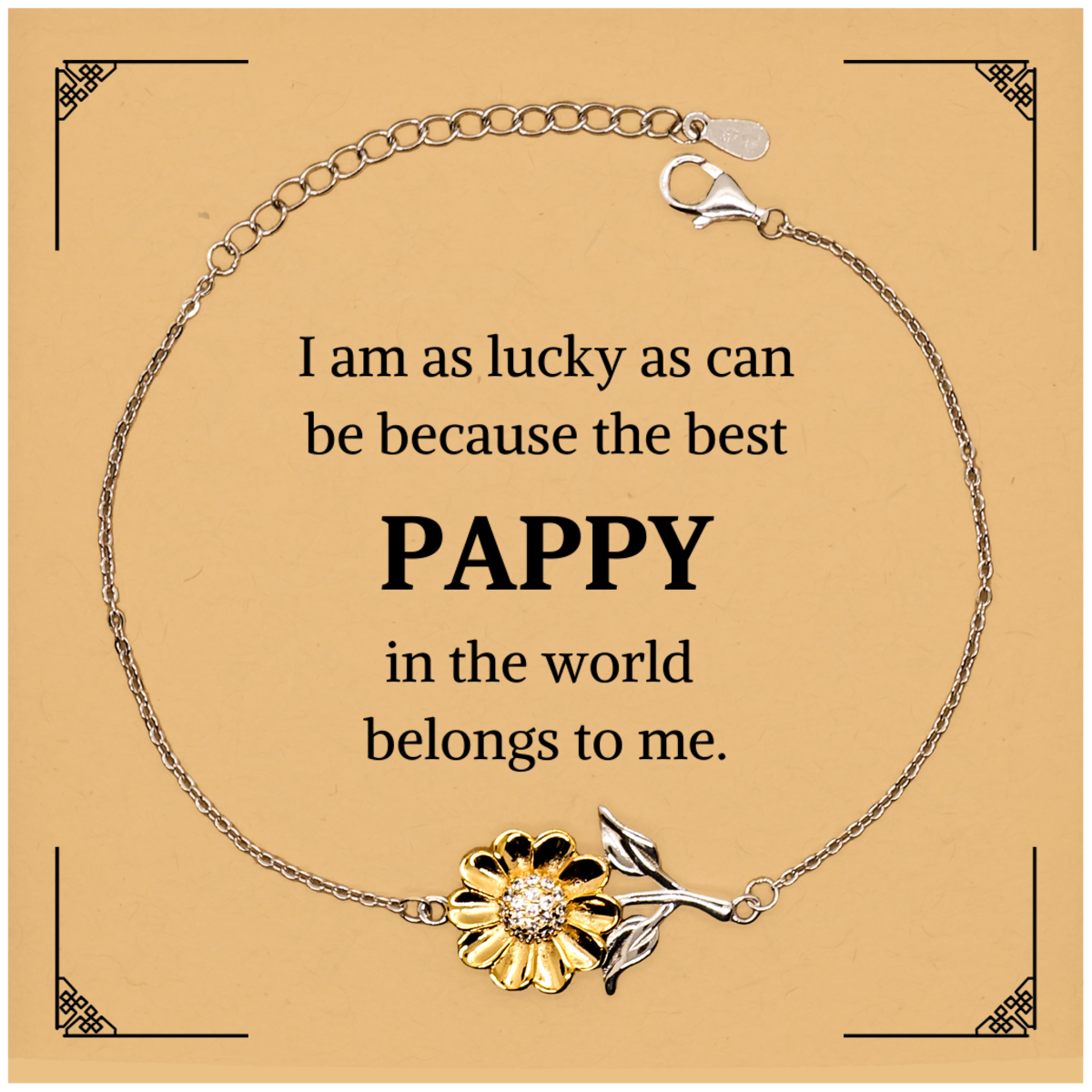 sunflower bracelet for pappy unique engraved gift for birthday christmas graduation and holidays the best pappy belongs to me