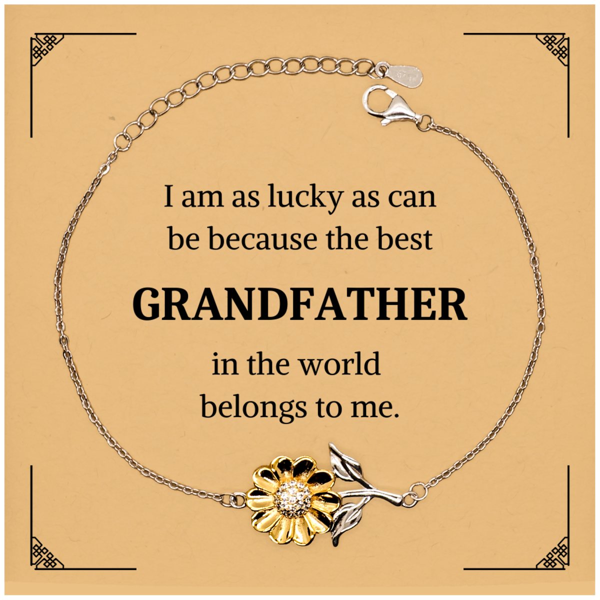 grandfather sunflower bracelet best grandpa belongs to me perfect gift for birthday christmas and veterans day