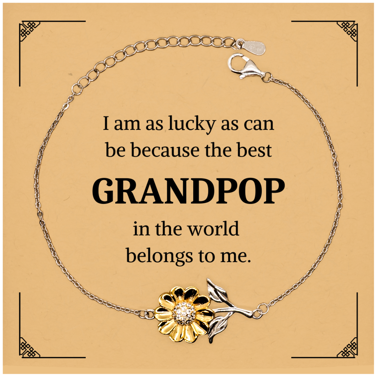 sunflower bracelet for grandpop the best grandpop in the world belongs to me engraved gift for birthday holidays and christmas unique and inspirational jewelry