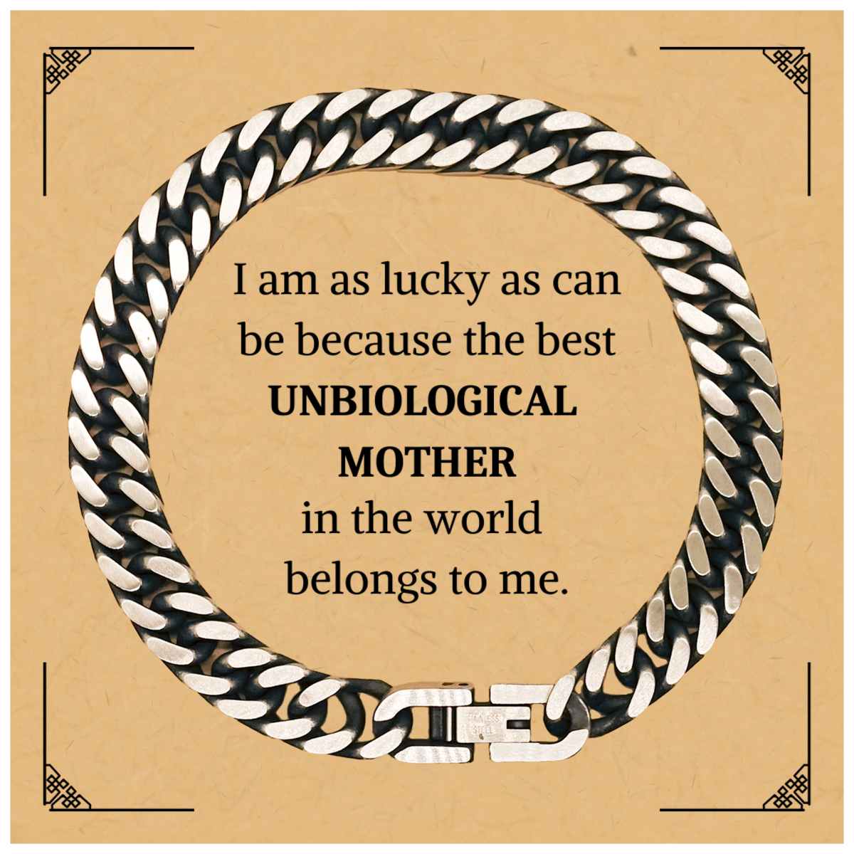 unbiological mother cuban link chain bracelet unique gift for mothers day birthday christmas i am as lucky as can be