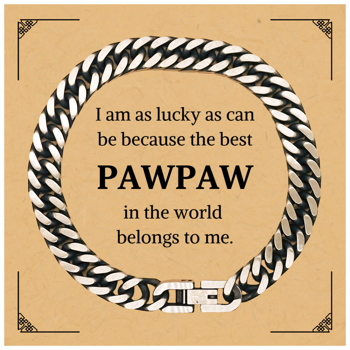 engraved cuban link chain bracelet pawpaw belongs to me inspirational gift for fathers day birthday christmas and veterans day