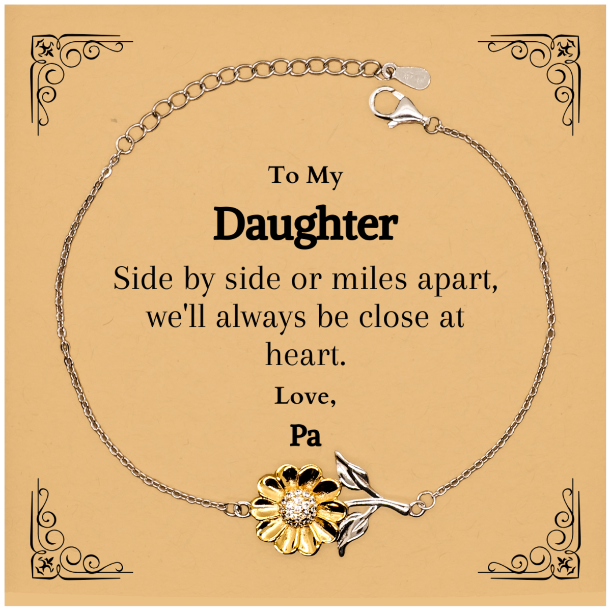 sunflower bracelet daughter gift side by side close at heart love pa engraved inspirational jewelry for christmas birthday graduation