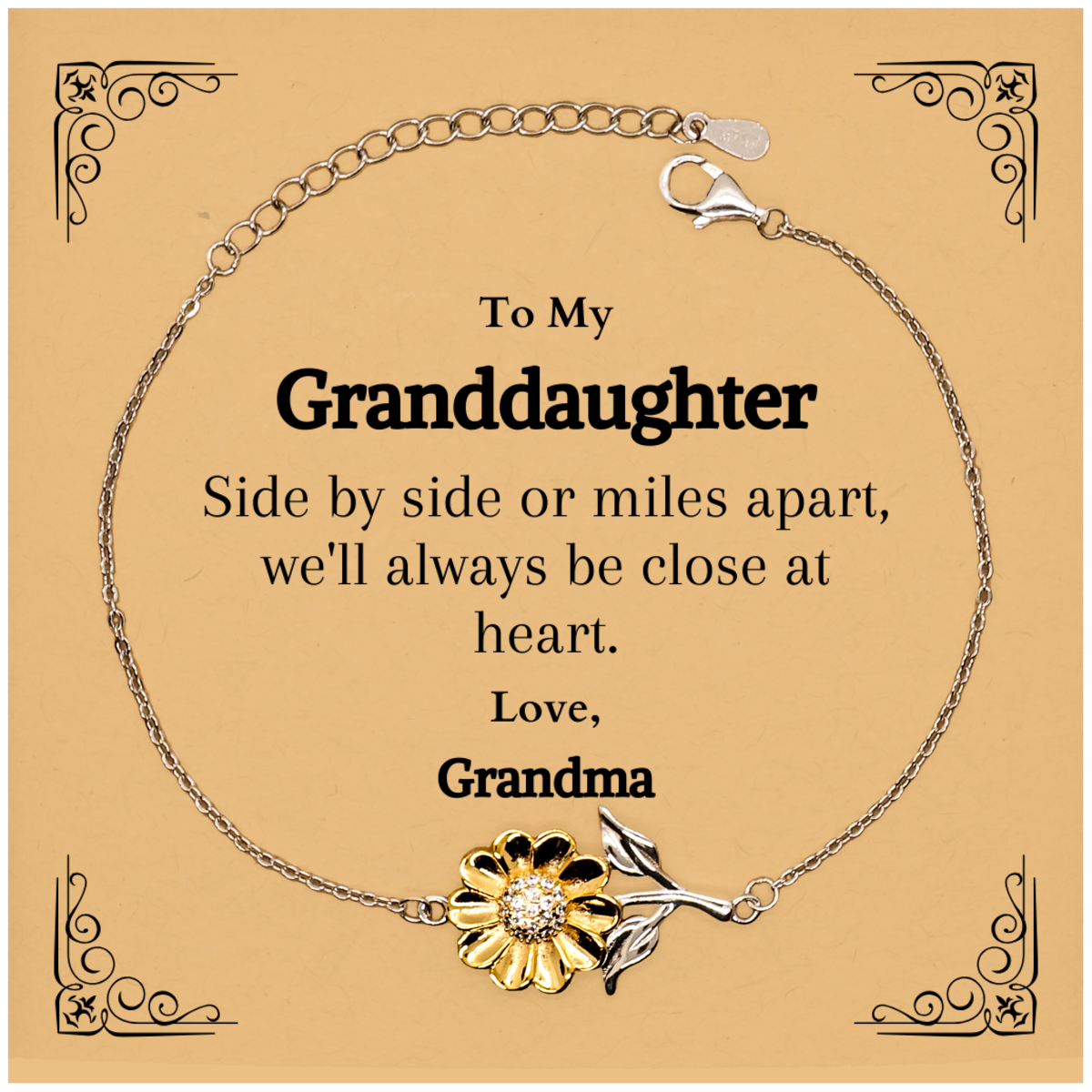 granddaughter sunflower bracelet close at heart love grandma gift for birthday christmas graduation engraved inspirational jewelry for granddaughter from grandma