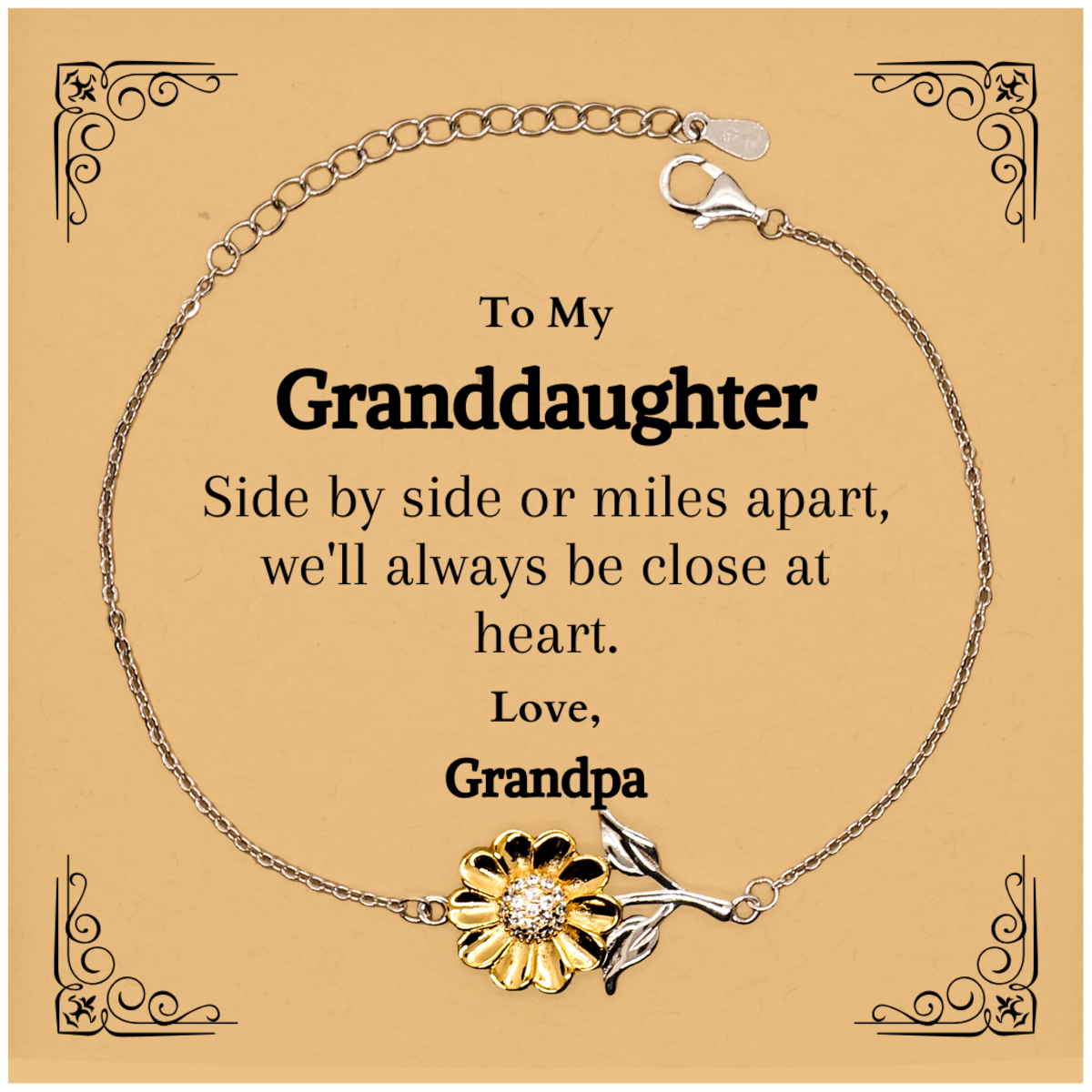 sunflower bracelet granddaughter gift inspirational engraved jewelry love grandpa birthday christmas holidays