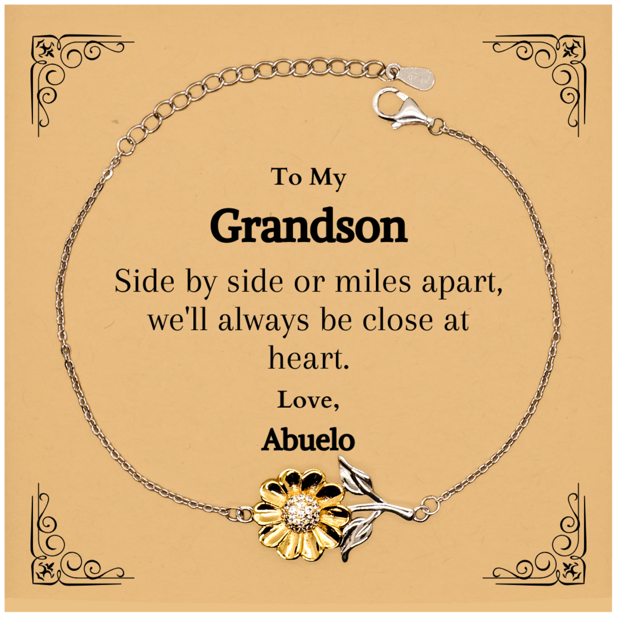 grandson sunflower bracelet close at heart love gift from abuelo inspirational graduation jewelry for grandson birthday christmas holidays