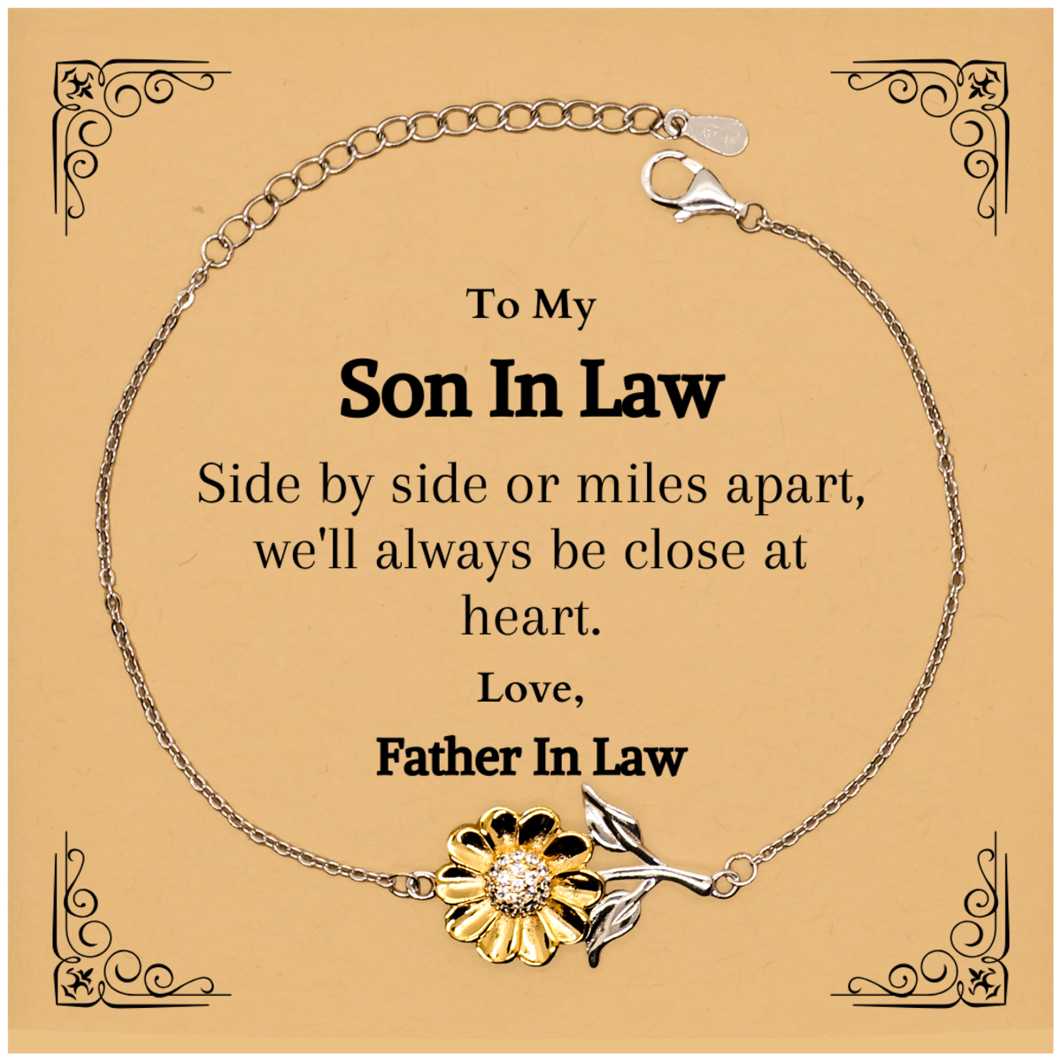 to my son in law engraved sunflower bracelet a gift from father in law for birthday celebration and holiday memories unique inspirational close at heart show your love and confidence in style