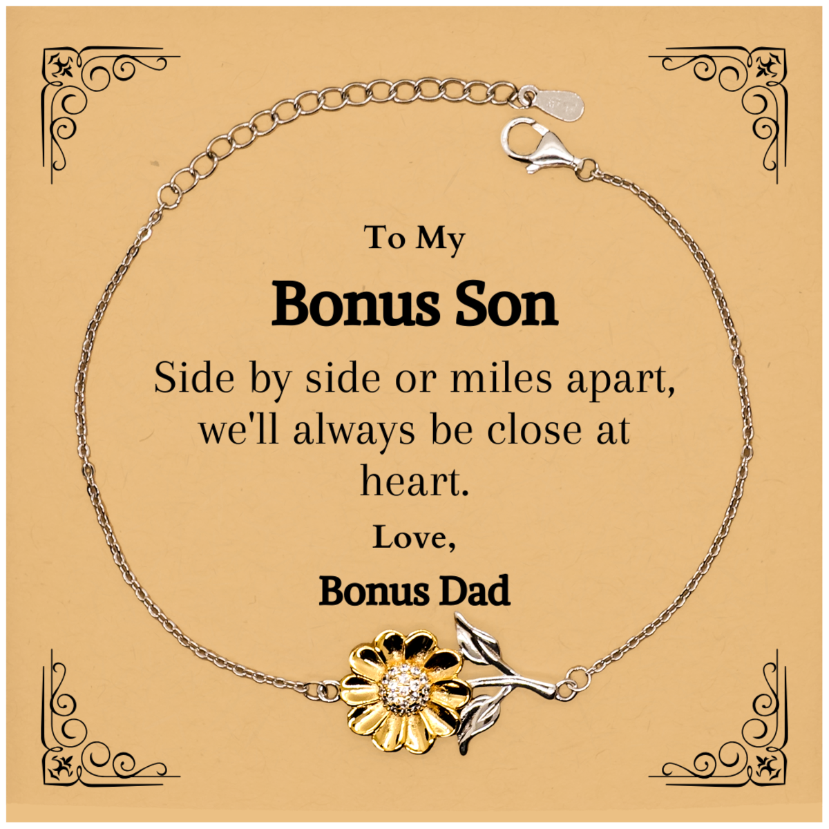 sunflower bracelet bonus son gift love bonus dad engraved keepsake for birthday or christmas graduation inspirational jewelry