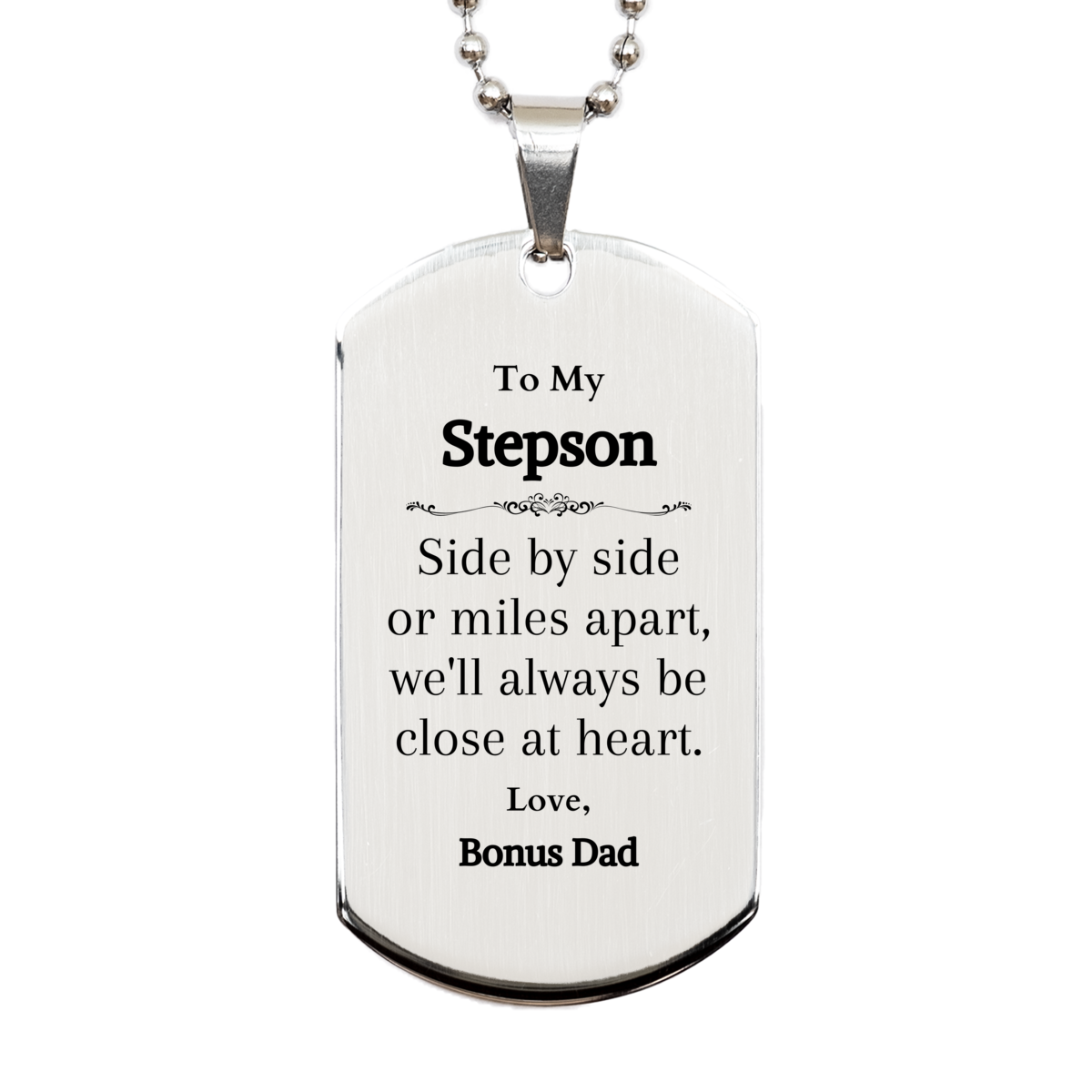 stepson dog tag engraved gift love message for bonus dad perfect birthday graduation christmas present