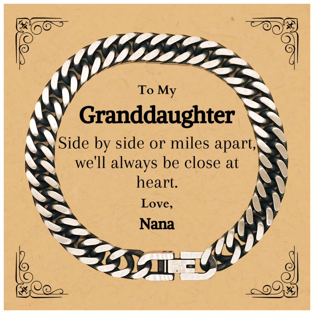 granddaughter cuban link chain bracelet close at heart engraved christmas gift for her with love from nana