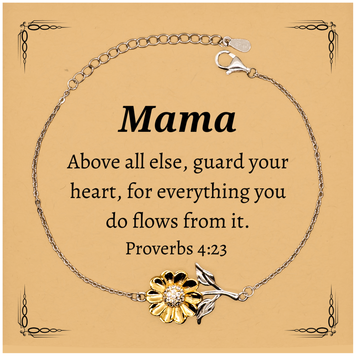 sunflower bracelet for mama guard your heart with inspirational jewelry for mothers proverbs 4 23 gift for mothers day birthday christmas