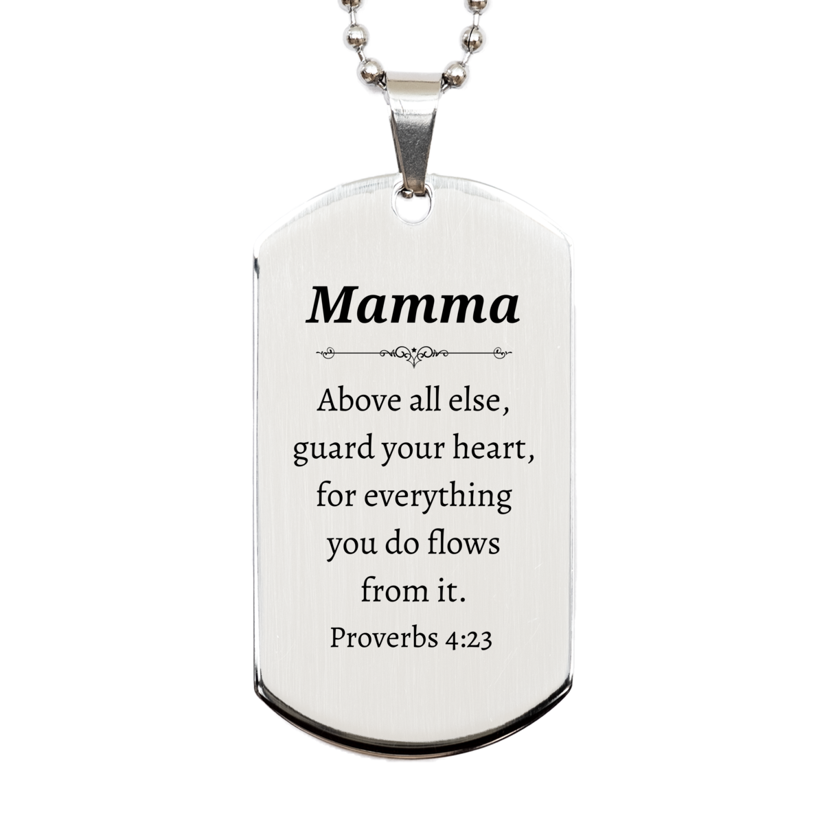 mamma engraved silver dog tag guard your heart inspirational gift for mothers day birthday christmas and graduation dog tag for mamma