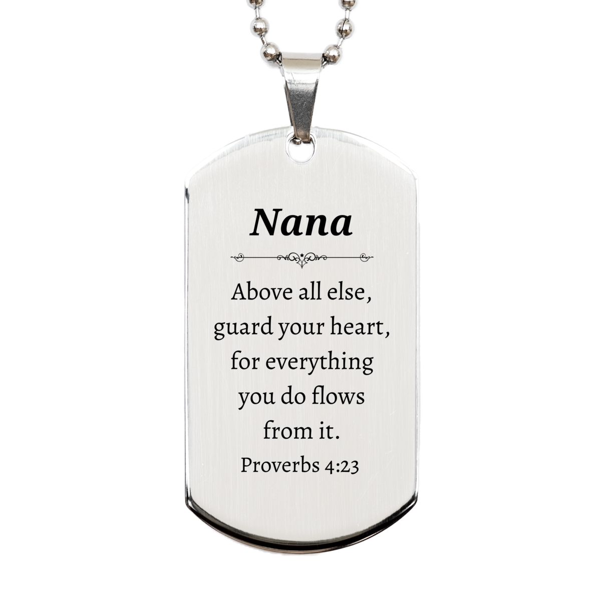 silver dog tag nana inspirational engraved heart guardian gift for nana proverbs 4 23 jewelry for grandma on christmas birthday mothers day