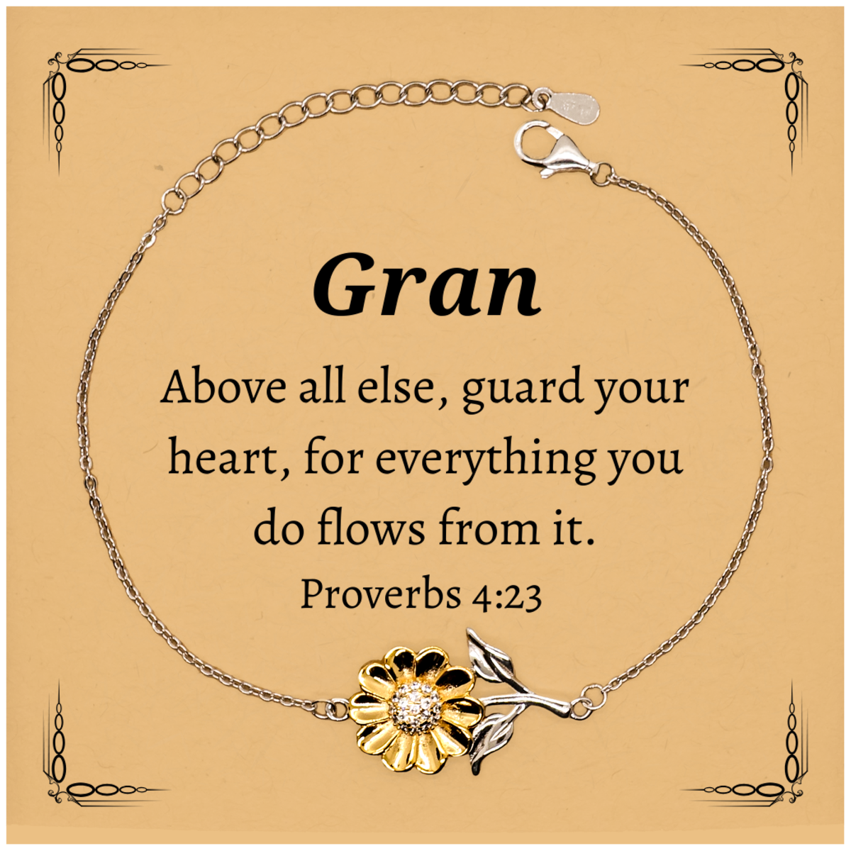 gran sunflower bracelet inspirational engraved jewelry for grandma birthday christmas hope and confidence proverbs 4 23
