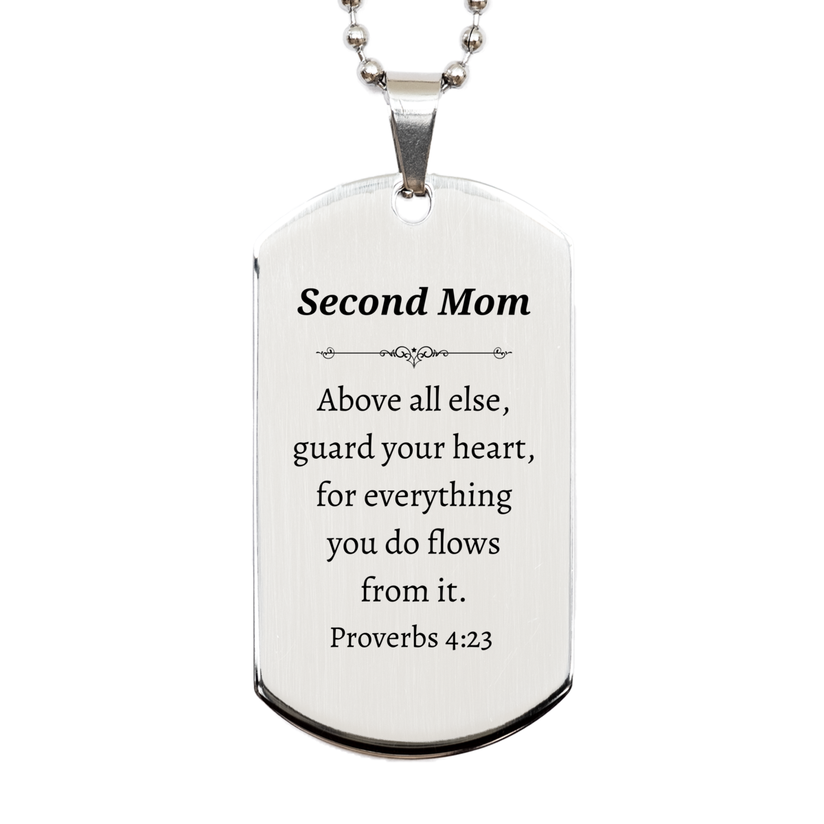 silver dog tag second mother engraved inspirational gift proverbs 4 23