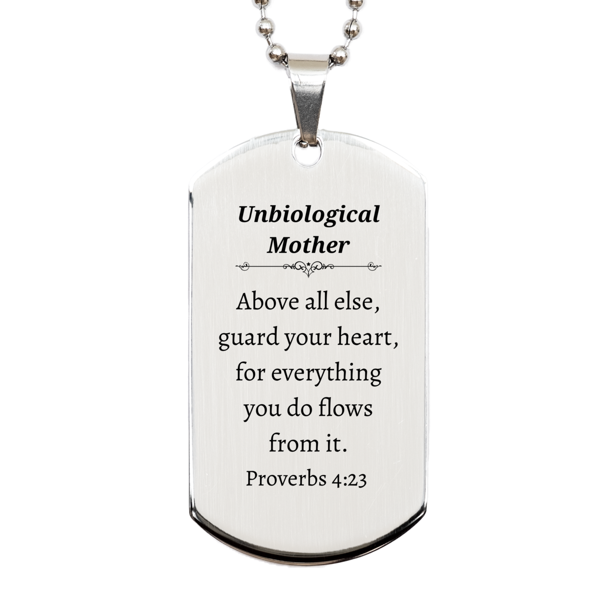unbiological mother silver dog tag guard your heart inspirational gift for mothers day and birthday