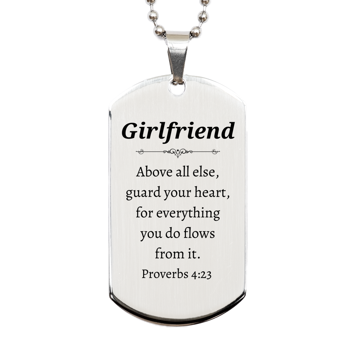 silver dog tag girlfriend engraved proverbs 4 23 inspirational gift for birthday and christmas