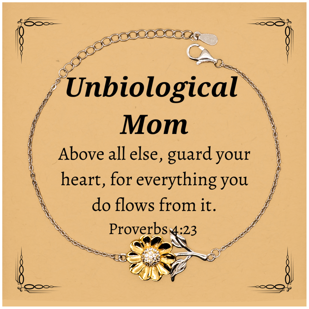 unbiological mom sunflower bracelet guard your heart engraved inspirational gift for mothers day birthday holidays