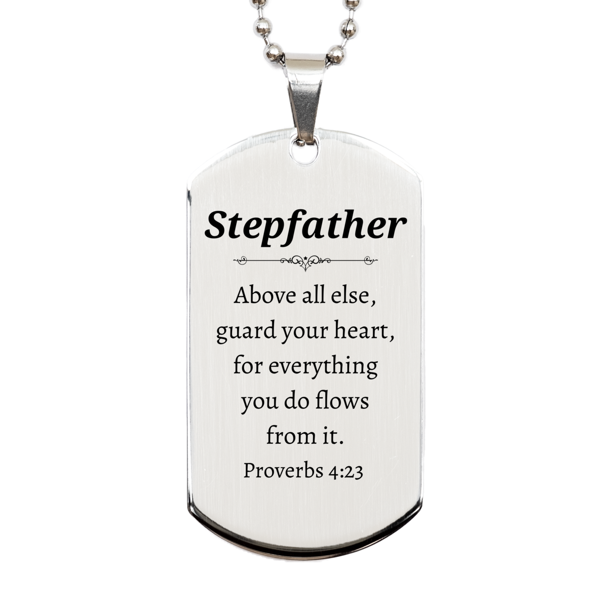 stepfather engraved silver dog tag guard your heart inspirational gift for birthday christmas holidays veterans day