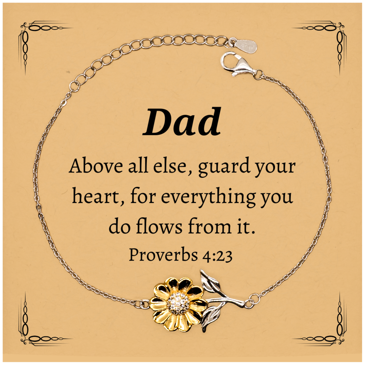 sunflower bracelet dad inspirational gift guard your heart proverbs 4 23 confidence christmas birthday