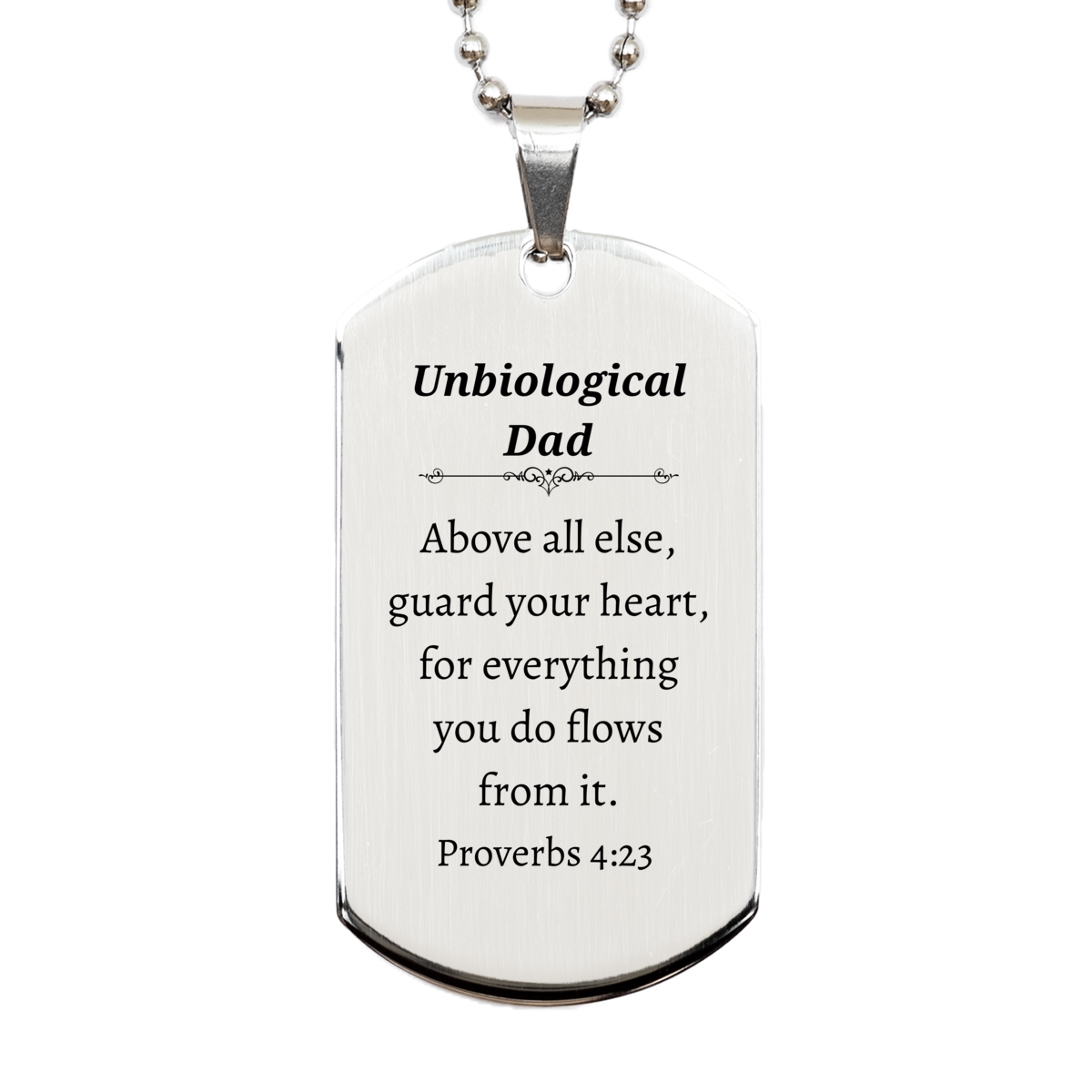 unbiological dad silver dog tag inspirational proverbs 4 23 engraved gift for fathers day birthday christmas veterans day confidence and hope for him