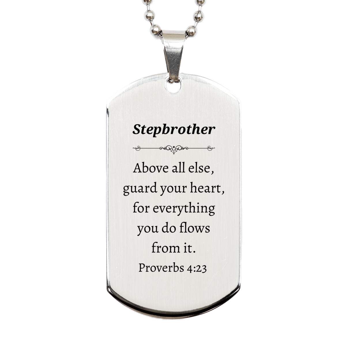 stepbrother engraved silver dog tag guard your heart inspirational gift for christmas birthday veterans day