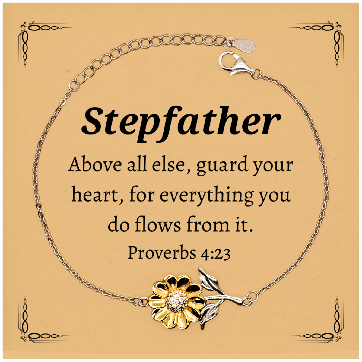 stepfather inspirational sunflower bracelet guard your heart for him on fathers day birthday or any special occasion unique gift to show appreciation and love