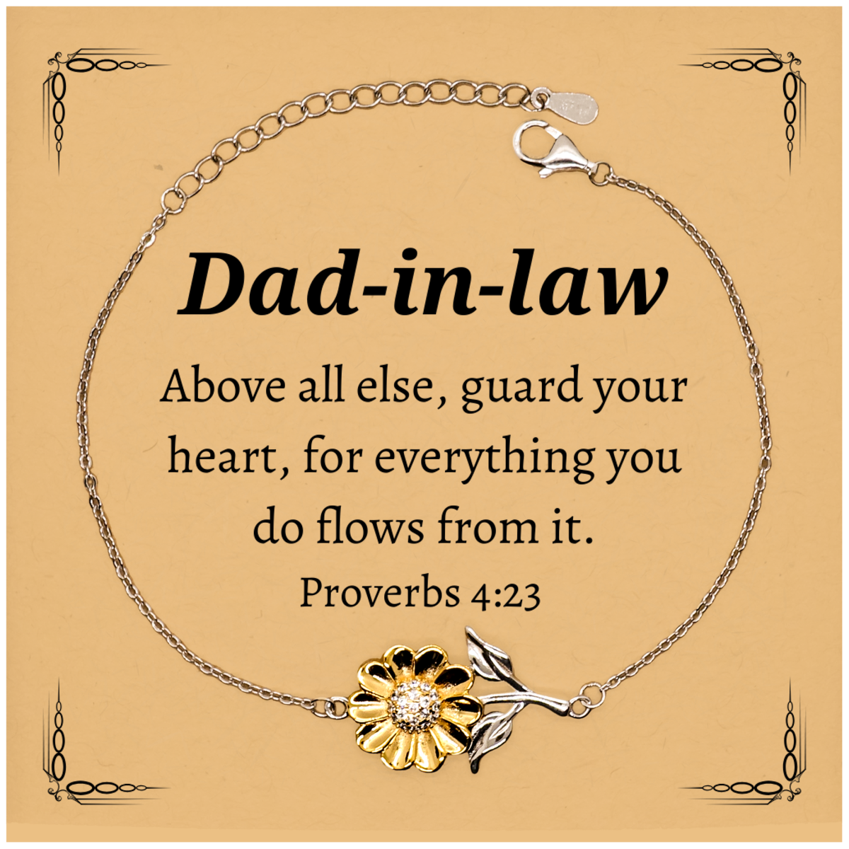 sunflower bracelet for dad in law guard your heart engraved inspirational gift for birthday christmas and holidays