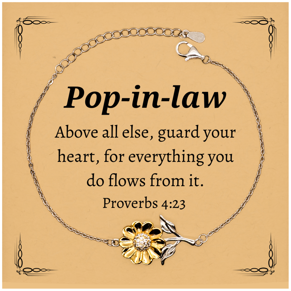 sunflower bracelet pop in law inspiring engraved gift for birthday christmas and graduation proverbs 4 23 guard your heart