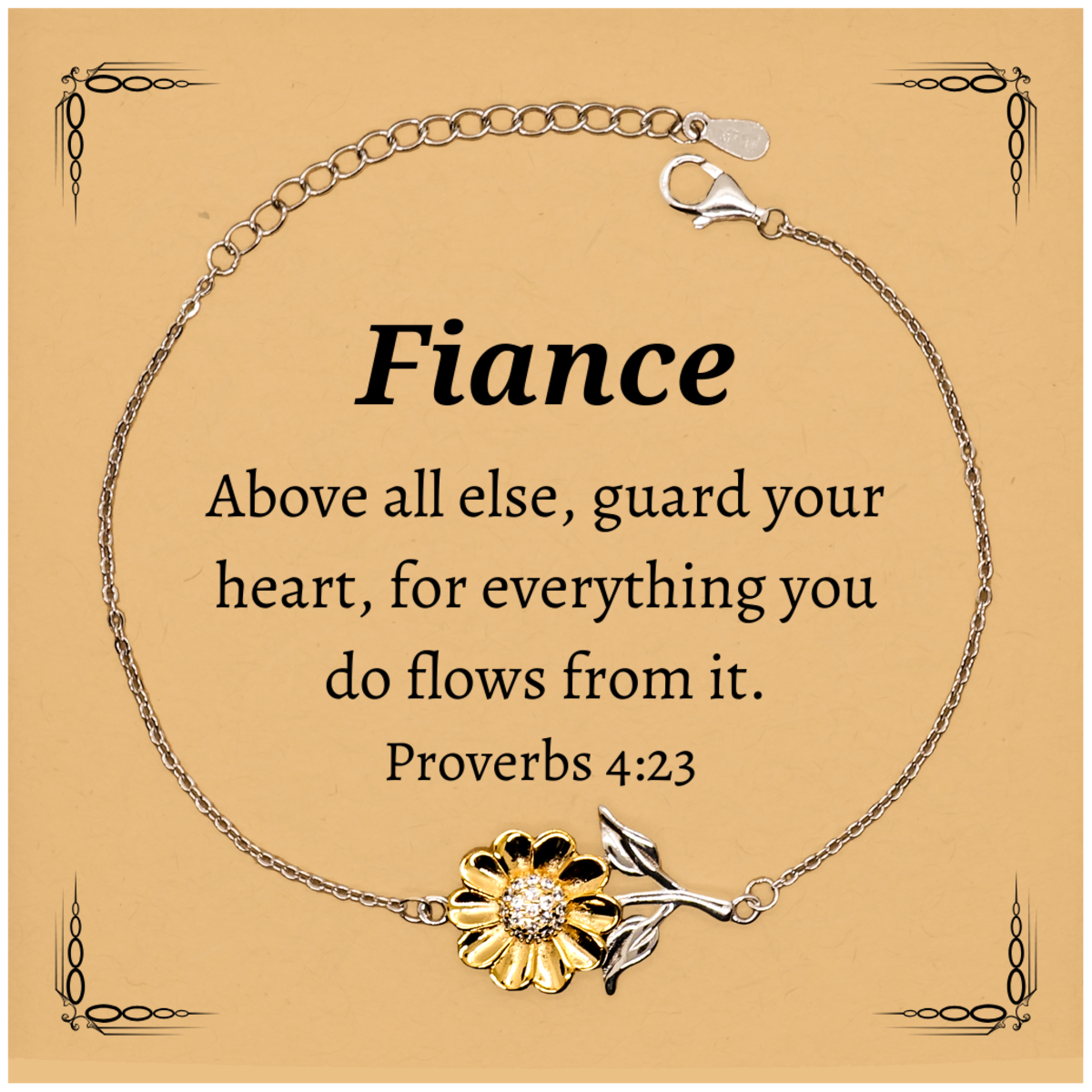 sunflower bracelet fiance guard your heart engraved inspirational jewelry for her birthday christmas graduation gifts