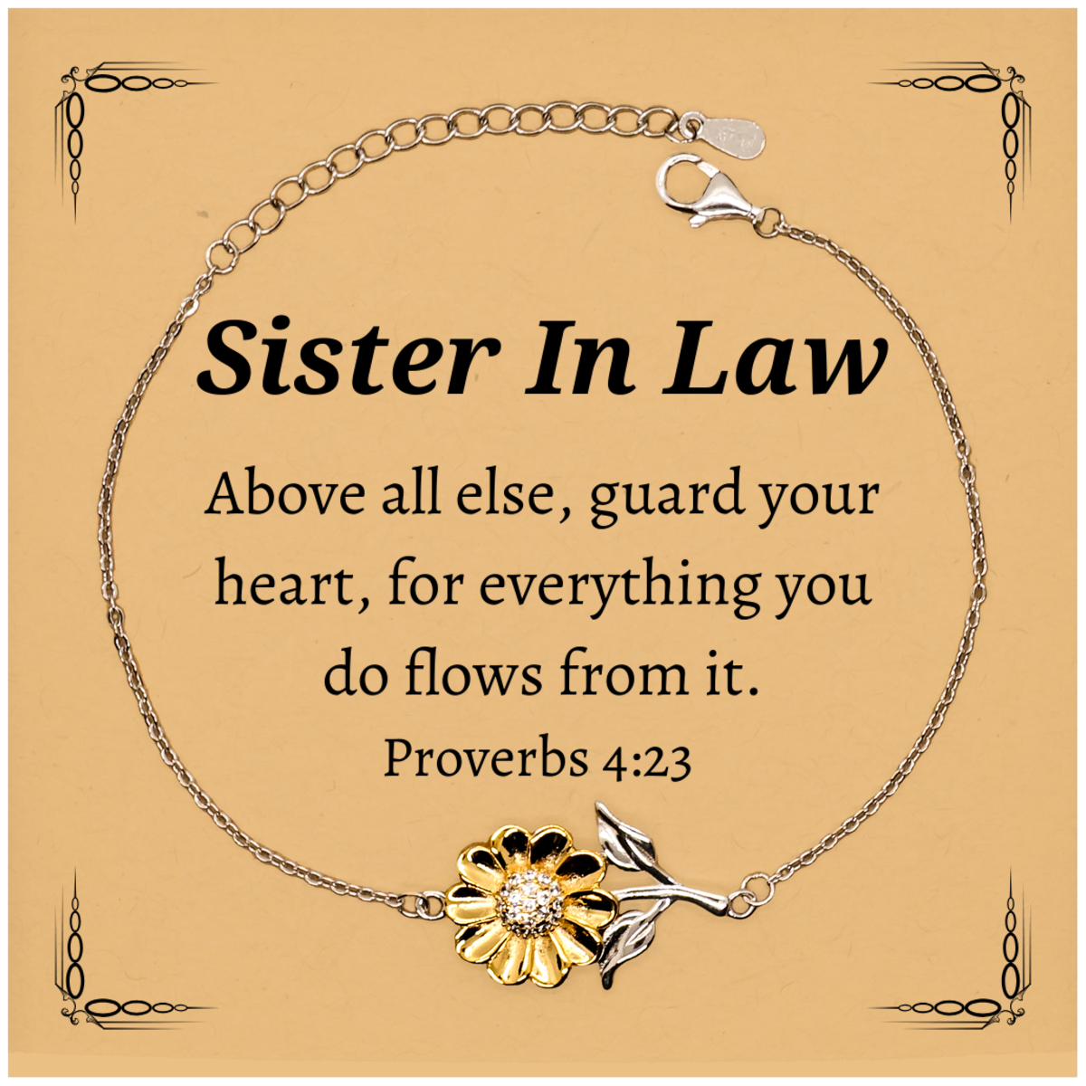 sunflower bracelet for sister in law engraved with inspirational proverbs 4 23 meaningful jewelry gift for birthday christmas graduation holidays guard your heart and find hope
