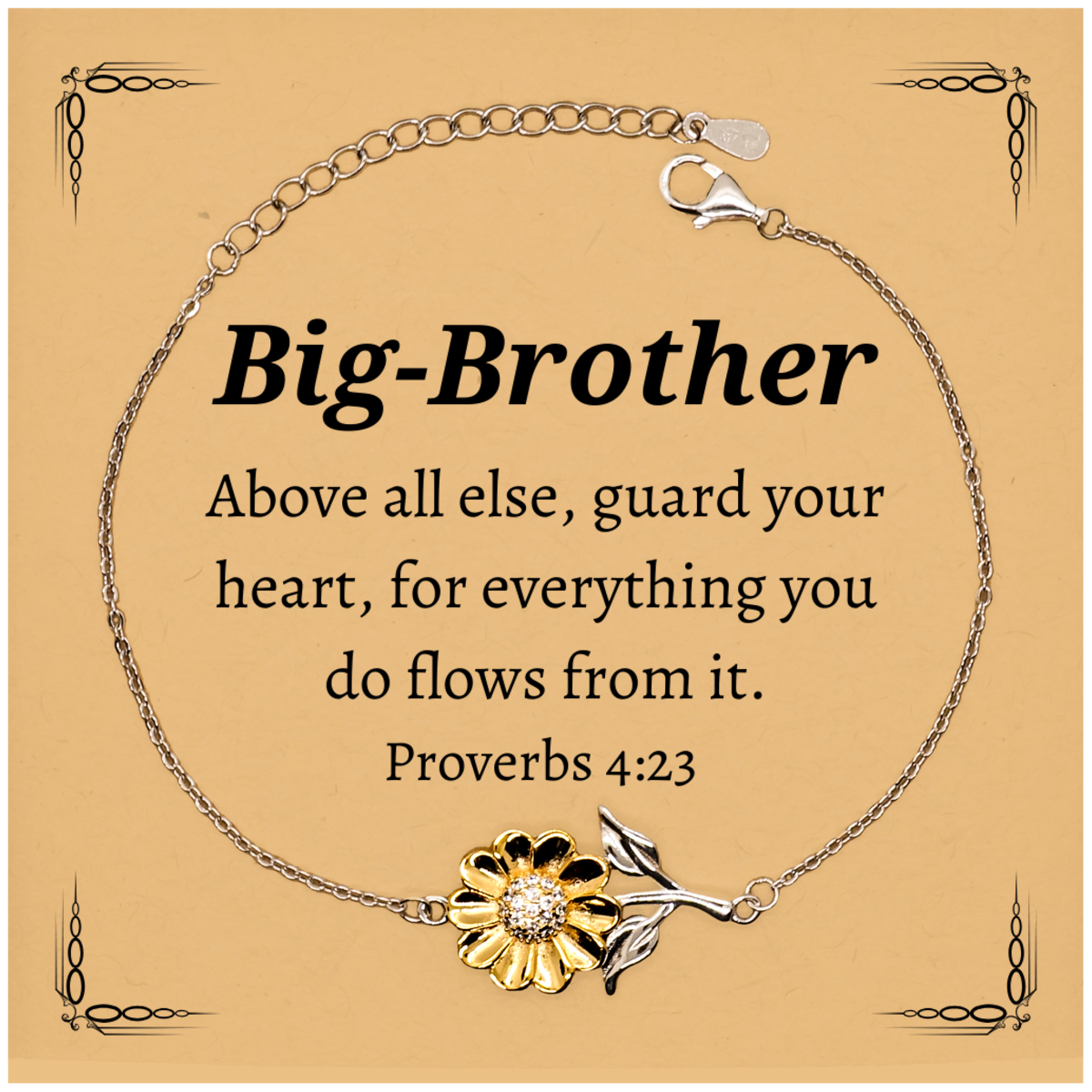 big brother sunflower bracelet guard your heart proverbs 4 23 inspirational gift for christmas graduation and birthday