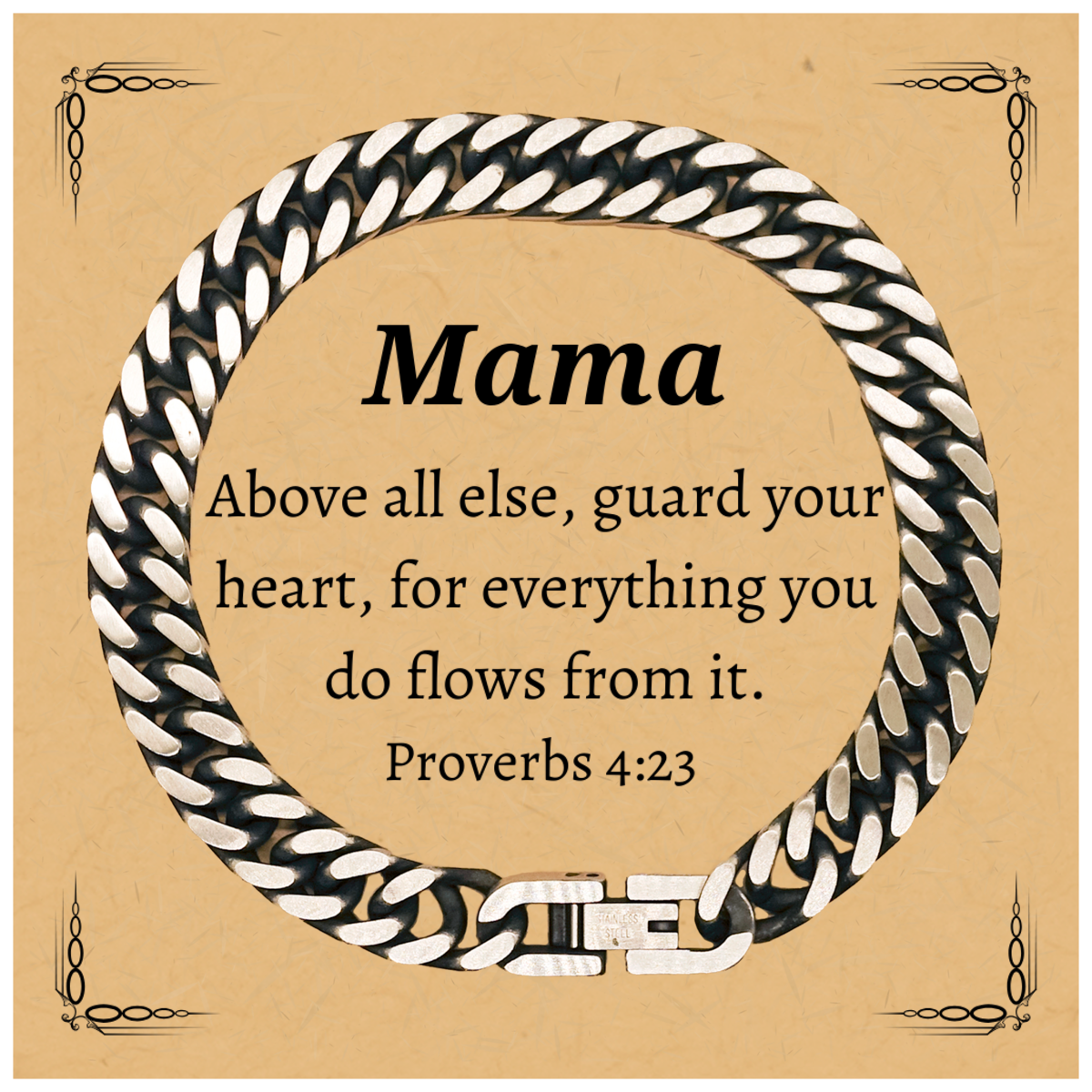 mama cuban link chain bracelet engraved with proverbs 4 23 inspirational gift for her birthday christmas graduation mothers day