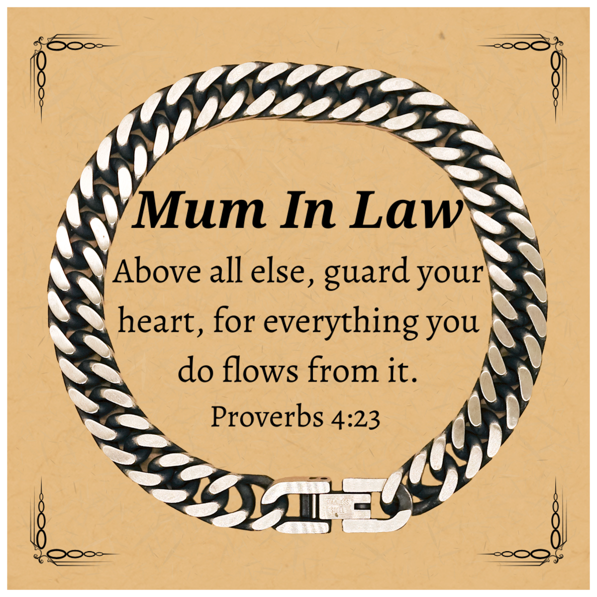 guard your heart cuban link chain bracelet mum in law gift for christmas