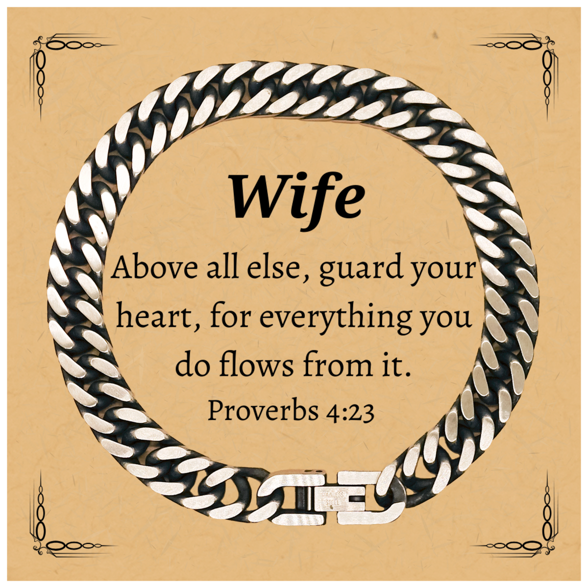 guard your heart wife cuban link chain bracelet engraved inspirational gift for her birthday christmas valentines day
