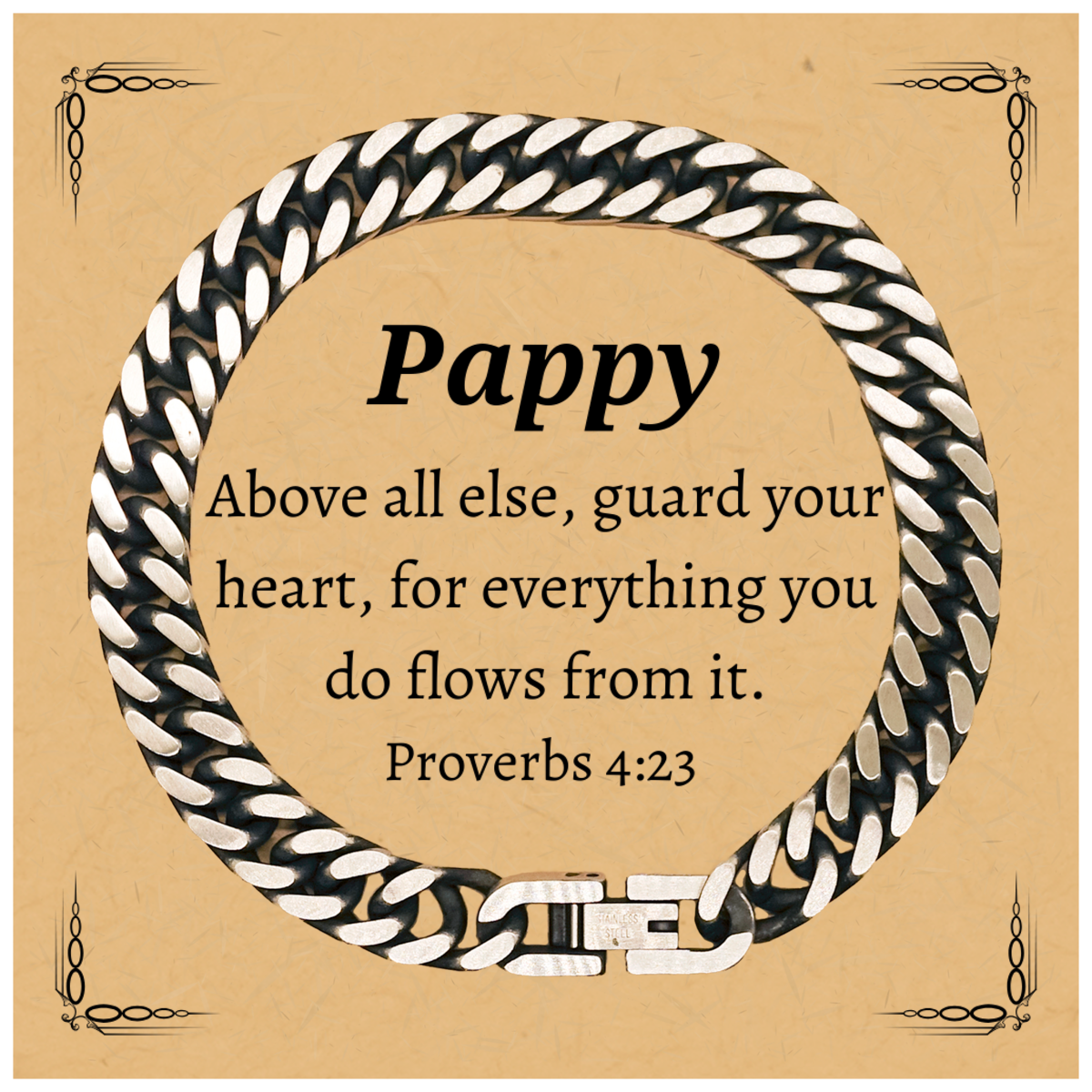 guard your heart with this engraved cuban link chain bracelet pappy inspiration for birthday christmas and graduation gifts