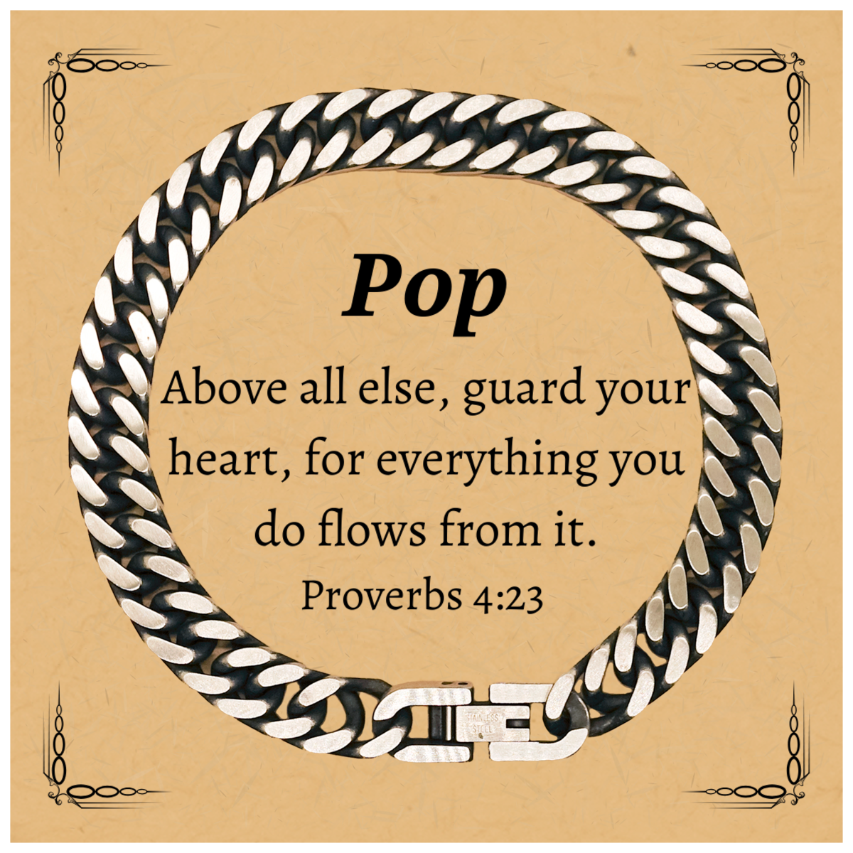 pop engraved cuban link chain bracelet inspirational gift for christmas birthday and graduation above all else guard your heart proverbs 4 23 confidence hope pop
