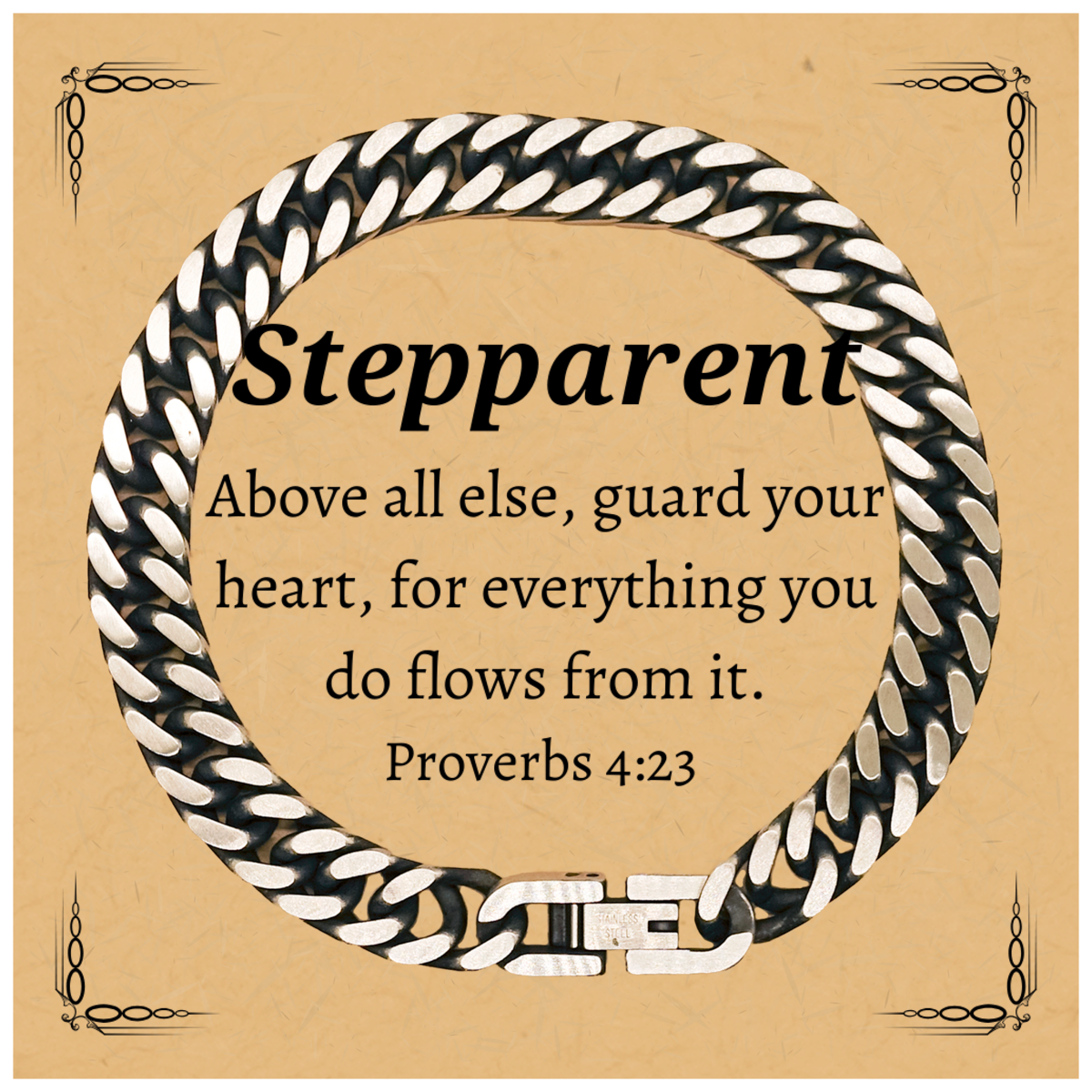 guard your heart stepparent cuban link chain bracelet graduation gift