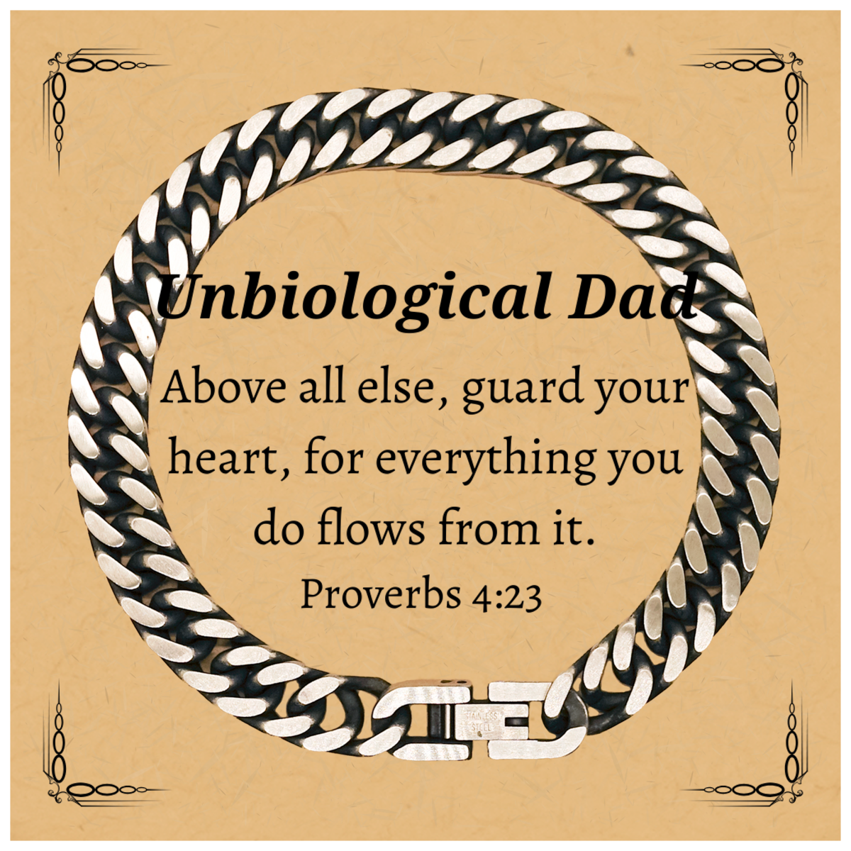 unbiological dad cuban link chain bracelet guard your heart inspirational gift for him christmas birthday graduation veterans day