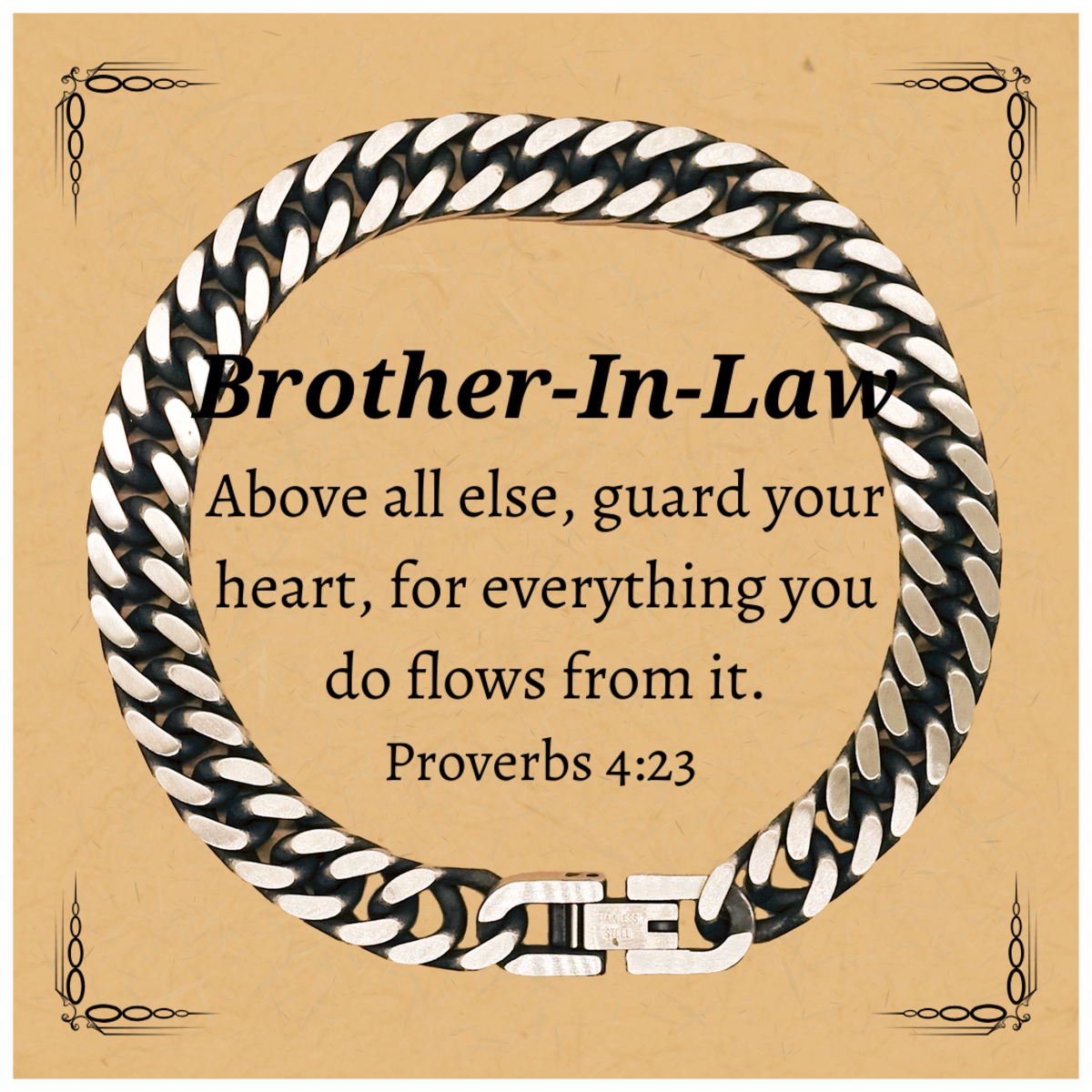 brother in law cuban link chain bracelet engraved proverbs 4 23 gift for christmas birthday graduation inspirational jewelry for him