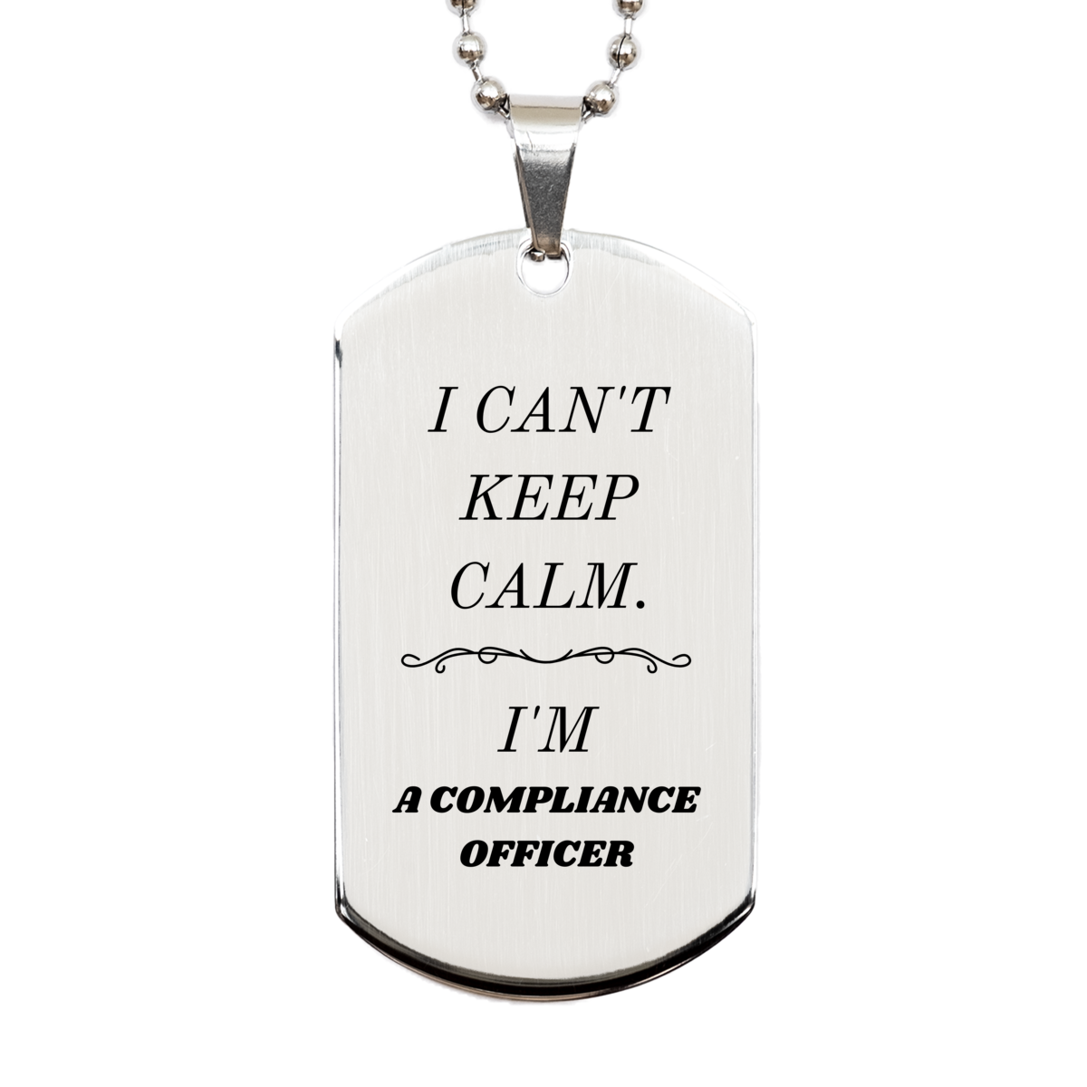 compliance officer engraved silver dog tag i cant keep calm unique gift for birthday christmas graduation confidence hope inspirational